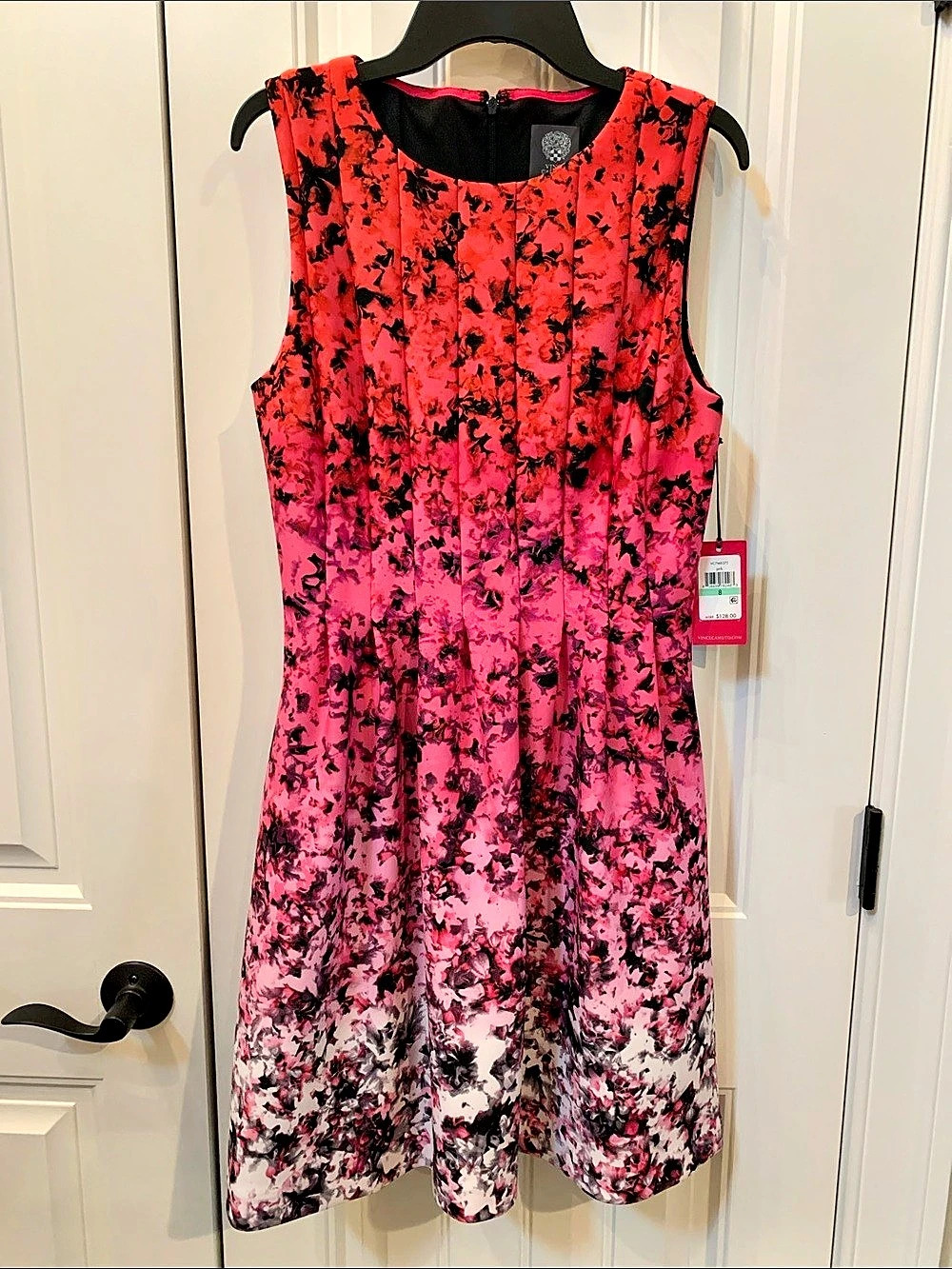 Vince Camuto Abstract Mini Dress in Pink & Red Size 8 NWT